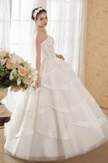 2014 Elegant Cascade Bodice Puffy A-line Ivory Wedding Dress