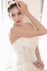 2014 Elegant Cascade Bodice Puffy A-line Ivory Wedding Dress