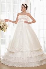 Luxurious A-line Silhouette Layers Skirt Cream Wedding Dress