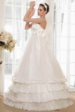 Luxurious A-line Silhouette Layers Skirt Cream Wedding Dress