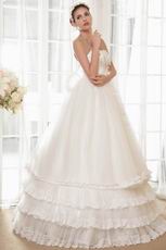 Luxurious A-line Silhouette Layers Skirt Cream Wedding Dress