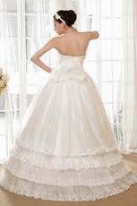 Luxurious A-line Silhouette Layers Skirt Cream Wedding Dress