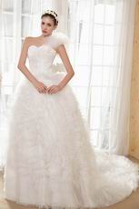 New Style One Shoulder Sweetheart A-line Ivory Wedding Dress