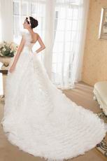 New Style One Shoulder Sweetheart A-line Ivory Wedding Dress