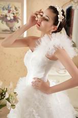 New Style One Shoulder Sweetheart A-line Ivory Wedding Dress