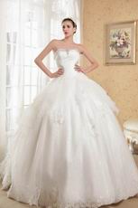 Noble Strapless Lace Up Cream Wedding Gown With Crystal