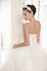 Noble Strapless Lace Up Cream Wedding Gown With Crystal