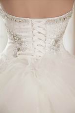 Noble Strapless Lace Up Cream Wedding Gown With Crystal