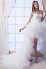 Glamorous High Low Skirt Ivory Feather Wedding Dress