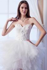 Glamorous High Low Skirt Ivory Feather Wedding Dress