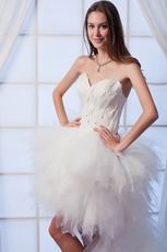 Glamorous High Low Skirt Ivory Feather Wedding Dress