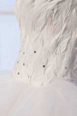 Glamorous High Low Skirt Ivory Feather Wedding Dress