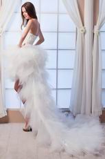 Glamorous High Low Skirt Ivory Feather Wedding Dress