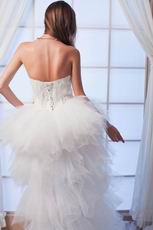 Glamorous High Low Skirt Ivory Feather Wedding Dress