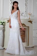 Elegant V-Neck Mermaid Fishtail Wedding Dress With Appliques