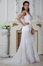 Elegant V-Neck Mermaid Fishtail Wedding Dress With Appliques