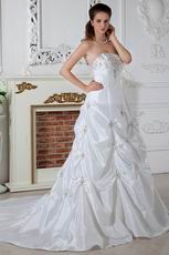 Appliques Embroidery Chapel Wedding Dresses Cheap