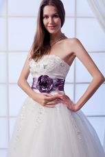 Hot Sale Strapless Appliques Belt A-line Wedding Dress Discount