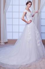 Modest Queen Anne A-line Silhouette With Appliques Bridal Dress