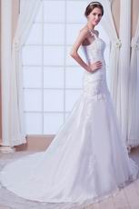 Elegant One Shoulder Appliques Bodice Mermaid Wedding Dress