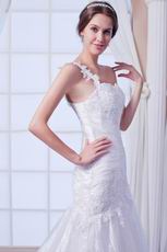 Elegant One Shoulder Appliques Bodice Mermaid Wedding Dress