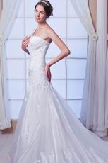 Elegant One Shoulder Appliques Bodice Mermaid Wedding Dress