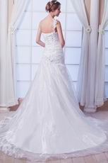 Elegant One Shoulder Appliques Bodice Mermaid Wedding Dress