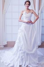 Sweetheart Neck Appliques Bodice A-line White Taffeta Bridal Dress
