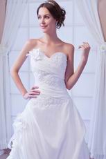 Sweetheart Neck Appliques Bodice A-line White Taffeta Bridal Dress