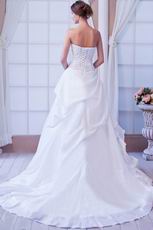 Sweetheart Neck Appliques Bodice A-line White Taffeta Bridal Dress