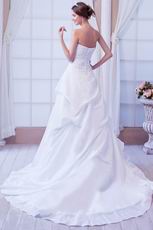 Sweetheart Neck Appliques Bodice A-line White Taffeta Bridal Dress