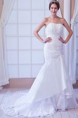 Elegant Sweetheart Neck White Taffeta Wedding Dress With Lace