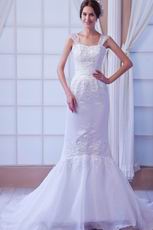 Straps Appliques Bodice Mermaid Skirt Bridal Gowns 2014
