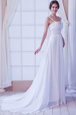 Elegant Long Skirt Court Train White Chiffon Wedding Dress