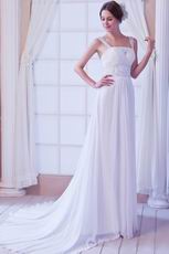 Elegant Long Skirt Court Train White Chiffon Wedding Dress