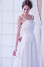 Elegant Long Skirt Court Train White Chiffon Wedding Dress