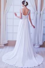 Elegant Long Skirt Court Train White Chiffon Wedding Dress