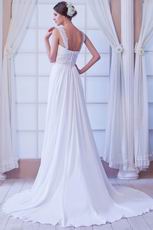 Elegant Long Skirt Court Train White Chiffon Wedding Dress