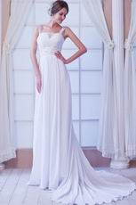Elegant Long Skirt Court Train White Chiffon Wedding Dress