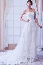 Noble Strapless Lace Wedding Gowns For Discount
