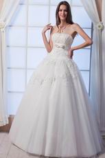 Beautiful Strapless Beaded Bodice Empire Ivory Bridal Dress With Bow