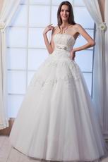 Beautiful Strapless Beaded Bodice Empire Ivory Bridal Dress With Bow