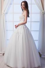 Beautiful Strapless Beaded Bodice Empire Ivory Bridal Dress With Bow