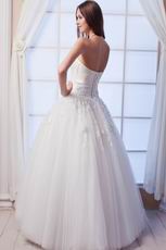 Beautiful Strapless Beaded Bodice Empire Ivory Bridal Dress With Bow