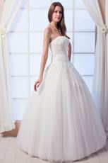 Beautiful Strapless Beaded Bodice Empire Ivory Bridal Dress With Bow