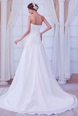 Hot Sale Strapless White Taffeta Chapel Wedding Gown