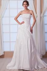 Fashional Strapless Applique Bodice Ivory Taffeta Wedding Dress