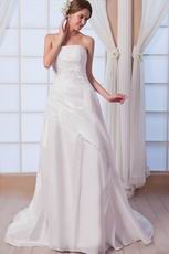 Fashional Strapless Applique Bodice Ivory Taffeta Wedding Dress