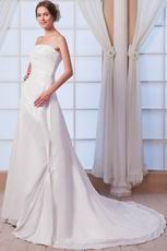 Fashional Strapless Applique Bodice Ivory Taffeta Wedding Dress