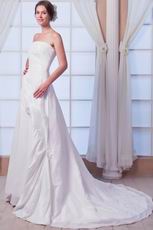 Fashional Strapless Applique Bodice Ivory Taffeta Wedding Dress